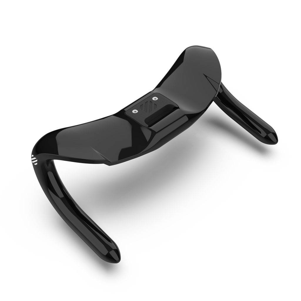 A pair of glossy black track sprinting bicycle handlebar grips with a curved ergonomic design, shown on a clean white background.