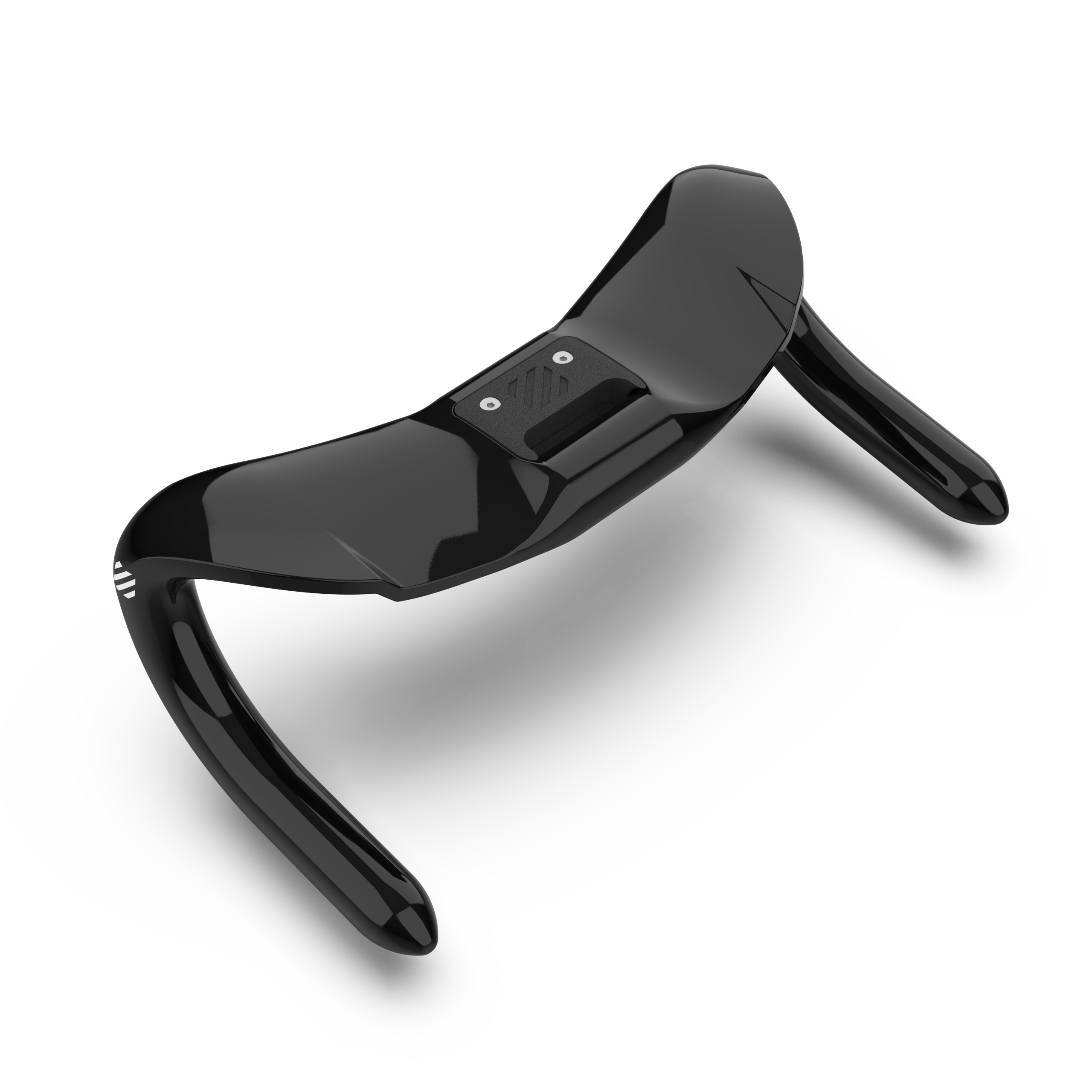 A pair of glossy black track sprinting bicycle handlebar grips with a curved ergonomic design, shown on a clean white background.