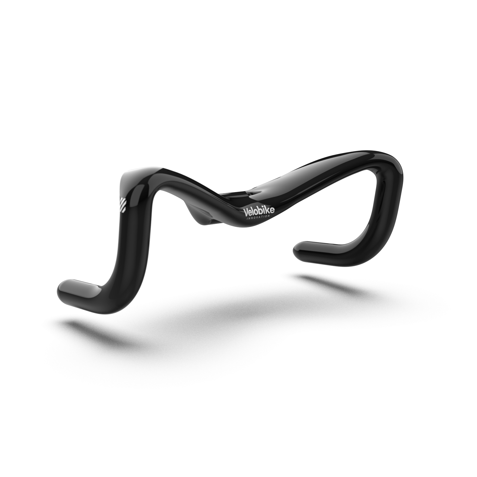 Black bicycle handlebar on a white background